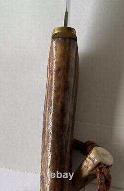 Vintage Muela Toledo Steel Hunting Knife Stag Antler Leather Sheath Unused 10