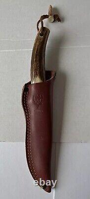 Vintage Muela Toledo Steel Hunting Knife Stag Antler Leather Sheath Unused 10