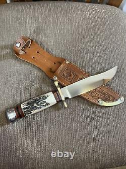 Vintage Near Mint, Rewwappen, Linder Messer, Orig. Sheath, Stag