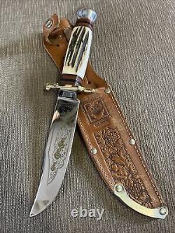 Vintage Near Mint, Rewwappen, Linder Messer, Orig. Sheath, Stag