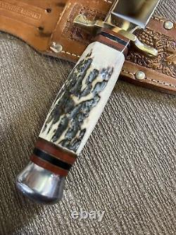 Vintage Near Mint, Rewwappen, Linder Messer, Orig. Sheath, Stag