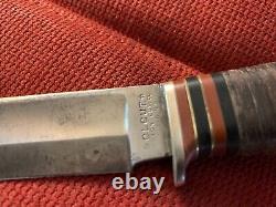 Vintage Olcut Union Cut. Co. Olean NY. Stacked Leather Knife with Sheath