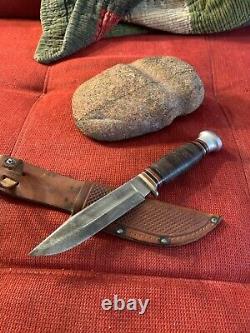 Vintage Olcut Union Cut. Co. Olean NY. Stacked Leather Knife with Sheath