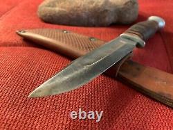 Vintage Olcut Union Cut. Co. Olean NY. Stacked Leather Knife with Sheath