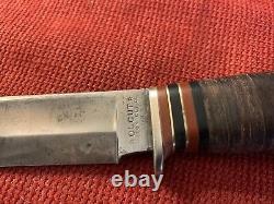 Vintage Olcut Union Cut. Co. Olean NY. Stacked Leather Knife with Sheath