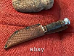 Vintage Olcut Union Cut. Co. Olean NY. Stacked Leather Knife with Sheath