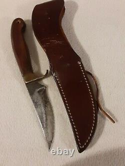 Vintage Olsen OK HC MI, Howard City MI Fixed Blade Hunting Knife W Sheath