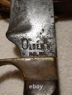 Vintage Olsen OK HC MI, Howard City MI Fixed Blade Hunting Knife W Sheath