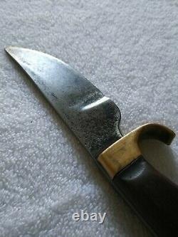 Vintage Olsen Ok H. C. Mi. Fixed Blade Hunting Knife Redwood Handle. Solid. Nice