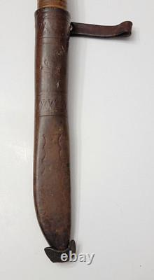 Vintage Omni Makipelkola Finland Puukko Knife with Leather Sheath E233