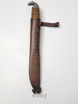 Vintage Omni Makipelkola Finland Puukko Knife with Leather Sheath E233