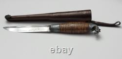 Vintage Omni Makipelkola Finland Puukko Knife with Leather Sheath E233