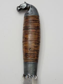 Vintage Omni Makipelkola Finland Puukko Knife with Leather Sheath E233