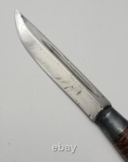 Vintage Omni Makipelkola Finland Puukko Knife with Leather Sheath E233