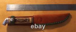Vintage Original Buffalo Skinner #45 Bower Solingen Germany Knife With Sheath