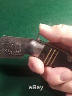 Vintage Original Spanish Horn Leverlock Navaja Folding Pocket Knife Hunting