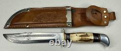 Vintage P. Holmberg Eskilstuna Sweden Fixed Blade Hunting Knife & Leather Sheath