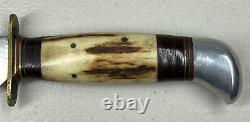 Vintage P. Holmberg Eskilstuna Sweden Fixed Blade Hunting Knife & Leather Sheath