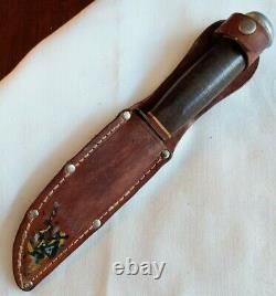 Vintage Pic Solingen Germany -old Fixed Blade Knife- Original Leather Sheath