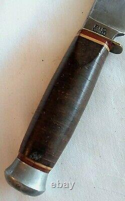 Vintage Pic Solingen Germany -old Fixed Blade Knife- Original Leather Sheath