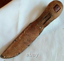 Vintage Pic Solingen Germany -old Fixed Blade Knife- Original Leather Sheath