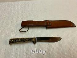 Vintage Puma Germany Hunter's Friend 6398, Stag Handle Knife +Sheath, No Date
