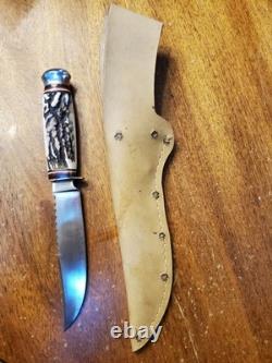 Vintage Puma Solingen German Fixed Blade Knife With Leather Sheath