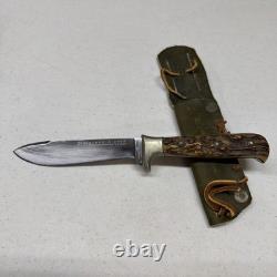 Vintage Puma Werk Jagdnicker Fixed Stag Knife With Sheath 3589 Germany