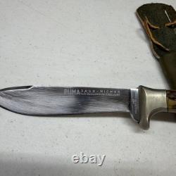 Vintage Puma Werk Jagdnicker Fixed Stag Knife With Sheath 3589 Germany Vintage Puma Werk Jagdnicker Fixed Stag Knife With Sheath 3589 Germany