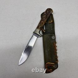 Vintage Puma Werk Jagdnicker Fixed Stag Knife With Sheath 3589 Germany