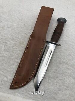 Vintage RH Pal 36 Fixed Blade Sheath Knife Stacked Leather Made In USA