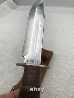 Vintage RH Pal 36 Fixed Blade Sheath Knife Stacked Leather Made In USA