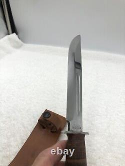 Vintage RH Pal 36 Fixed Blade Sheath Knife Stacked Leather Made In USA