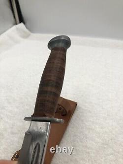 Vintage RH Pal 36 Fixed Blade Sheath Knife Stacked Leather Made In USA