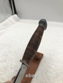 Vintage RH Pal 36 Fixed Blade Sheath Knife Stacked Leather Made In USA