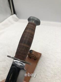 Vintage RH Pal 36 Fixed Blade Sheath Knife Stacked Leather Made In USA