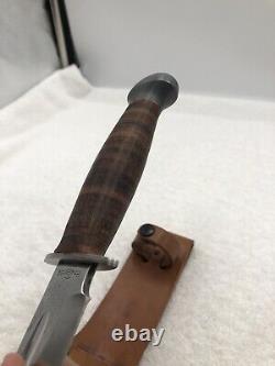 Vintage RH Pal 36 Fixed Blade Sheath Knife Stacked Leather Made In USA