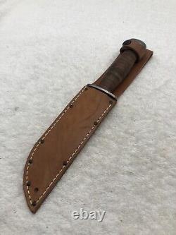 Vintage RH Pal 36 Fixed Blade Sheath Knife Stacked Leather Made In USA