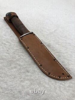 Vintage RH Pal 36 Fixed Blade Sheath Knife Stacked Leather Made In USA