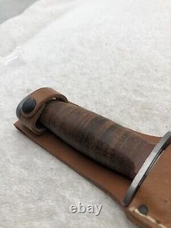 Vintage RH Pal 36 Fixed Blade Sheath Knife Stacked Leather Made In USA