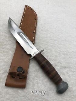 Vintage RH Pal 36 Fixed Blade Sheath Knife Stacked Leather Made In USA