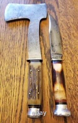 Vintage RJ Richter Stag Axe Knife Combo Like Ka Bar Case Hatchet High Quality