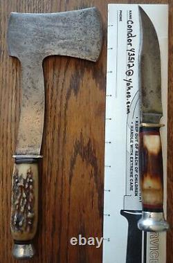 Vintage RJ Richter Stag Axe Knife Combo Like Ka Bar Case Hatchet High Quality