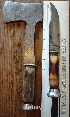 Vintage RJ Richter Stag Axe Knife Combo Like Ka Bar Case Hatchet High Quality