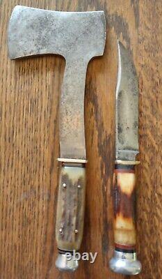 Vintage RJ Richter Stag Axe Knife Combo Like Ka Bar Case Hatchet High Quality