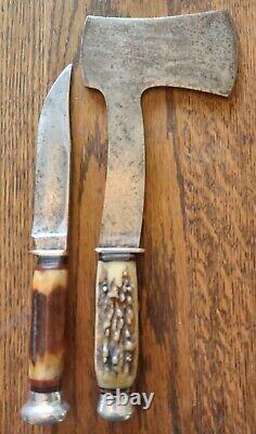 Vintage RJ Richter Stag Axe Knife Combo Like Ka Bar Case Hatchet High Quality