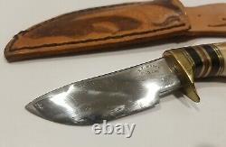 Vintage RP Jensen Oregon Custom Hunting Knife Stag Handle Fixed Blade With Sheath