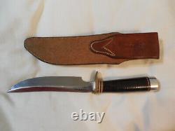 Vintage Randall knife 3-6 H H Heiser Corn Row Sheath White stone Brown Button