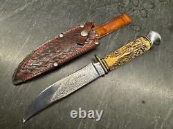 Vintage Rare Stag Handled Anton Wingen Jr. Othello Solingen German Knife Etched