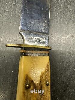 Vintage Rare Stag Handled Anton Wingen Jr. Othello Solingen German Knife Etched